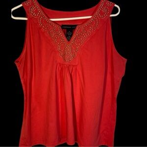 Josephine Chaus Red Embellished Sleeveless Tank Top XL